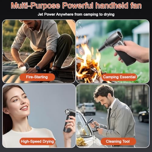 ZORBES® Air Blower 130000RPM Jet Power Turbo with 6000mAh Battery Emergency Light LED Display Multi-Use Fan for Travel Camping Hiking Summer Outdoor 3PCS