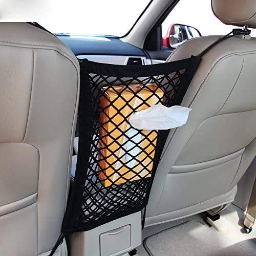 ZORBES® Car Mesh Organizer Dog Net Between Car Seats,Barrier Backseat Mesh Net for Cars & Trunk,Upgraded Car Netting Bag,Driver Storage Netting Pouch,Automotive Seat Back Organizers with 2 Layer