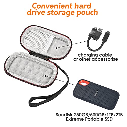 ZORBES® Hard Drive Storage Bag for SanDisk 500GB 250GB 1TB 2TB 4TB Portable SSD SDSSDE61 SDSSDE60 Black 2 PCS