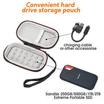 ZORBES® Hard Drive Storage Bag for SanDisk 500GB 250GB 1TB 2TB 4TB Portable SSD SDSSDE61 SDSSDE60 Black 3 PCS