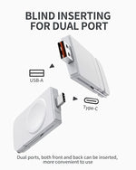 ZORBES® Wireless Watch Charger for Apple Watch, 2 in 1 USB A/USB C Portable Charger Plug and Go Wireless Charger for Apple Watch Series Ultra 8 7 SE 6 5 4 3 2 1, White