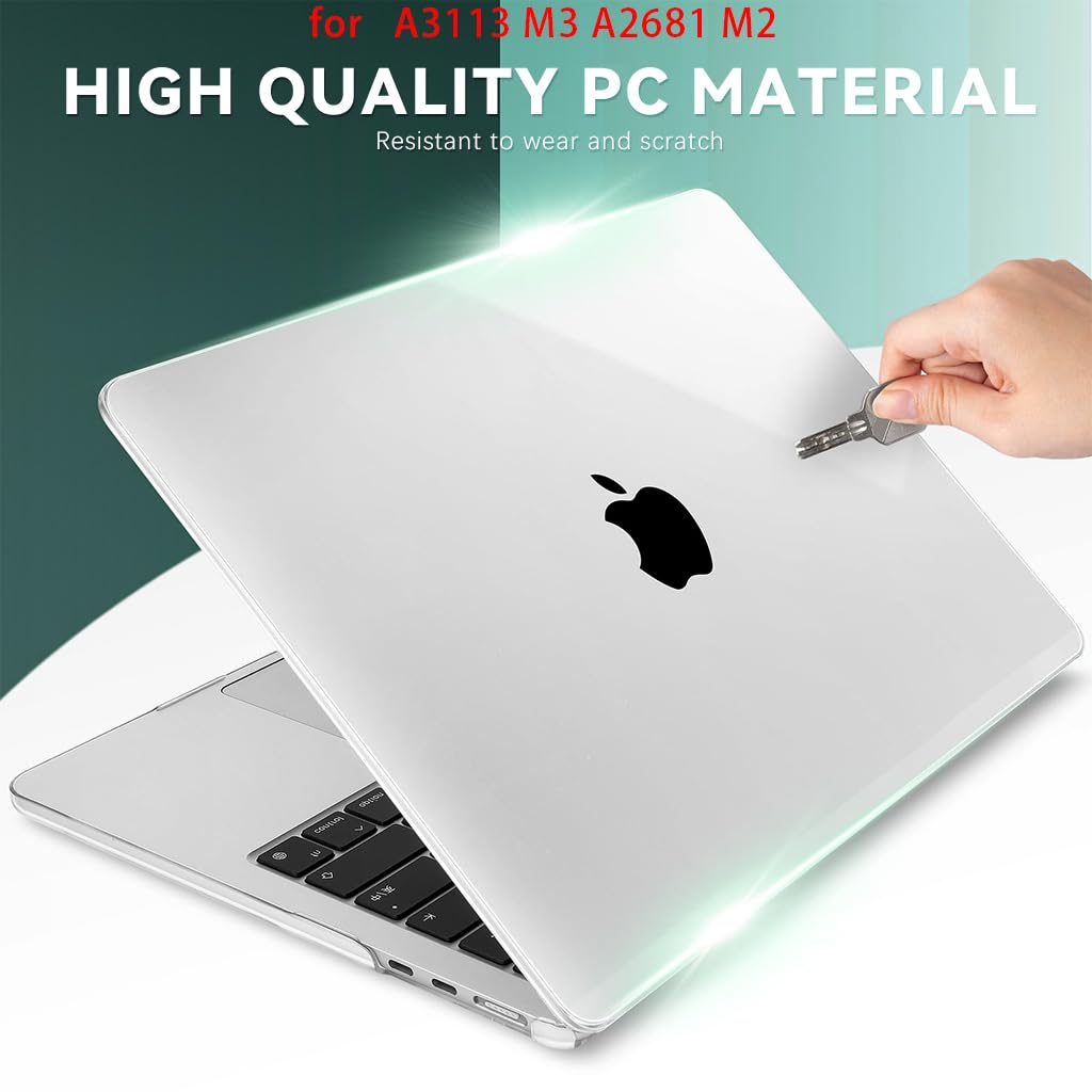 Verilux Laptop Cover for MacBook Air 13.6 Inch M4 M3 M2 featuring 2 Piece Snap On Design | Clear Protective Case with Keyboard Cover
