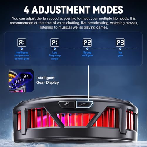 ZORBES® Phone Cooler for Gaming, Magnetic Mobile Cooler with 3 Level Modes, LCD Display & RGB Light, Semiconductor Technology Gaming Cooler with Clips for iOS & Android Phones and IPAD