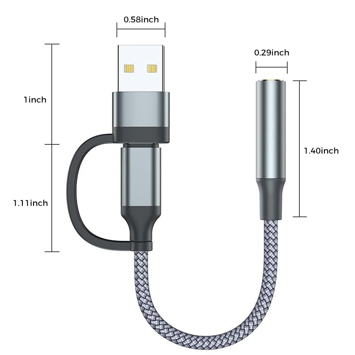 ZORBES® USB to 3.5mm Jack Audio Adapter, 2 in 1 Type C to Aux Audio Jack with PD Fast Charging, USB to Aux Game Sound Card Game Audio Adapter for Galaxy S22 S21 Ultra 5G S20 S20+ Plus Note 20