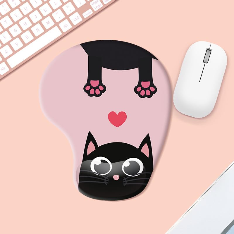 ZORBES® Mouse Pad with Wrist Rest Ergonomic Silicone Mouse Pad Smooth Lycra Cover Mouse Pad Kawaii Cartoon Pink Mouse Pad Gaming Mouse Pad Office Anti-Slip Mouse Pad