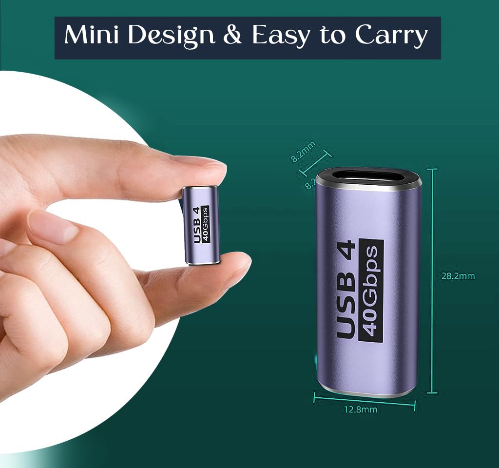 Verilux® USB C Coupler, Type C Female to Female Adapter Support 8K @60hz and 100W PD Fast Charging, Type C Data Transfer Adapter for Thunderbolt, MacBook Pro/Air, and More Type C Devices