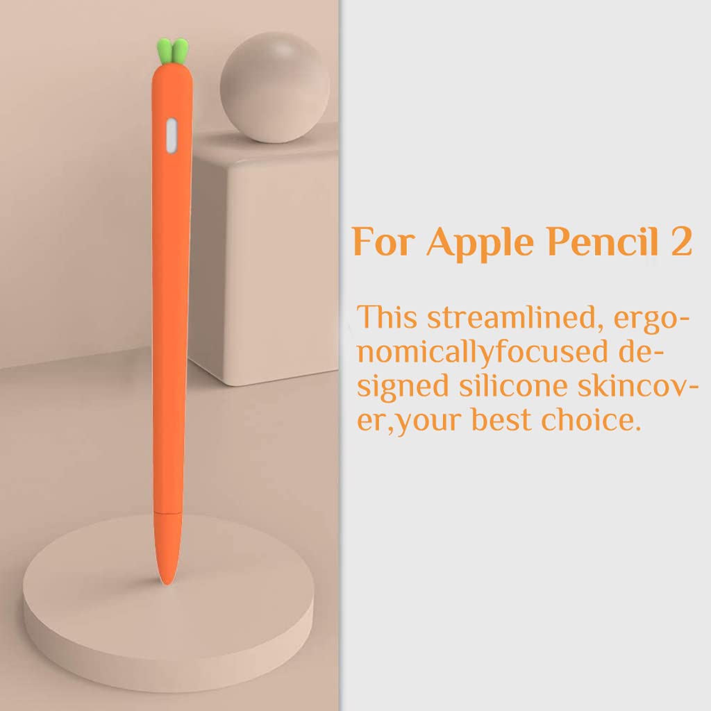 Verilux® Cute Pencil Cover for iPad Pencil 2nd Gen, (Pen not Included) Silicone Soft Protective Cover Accessories Compatible with iPad Pencil 2nd Generation (Orange) - verilux