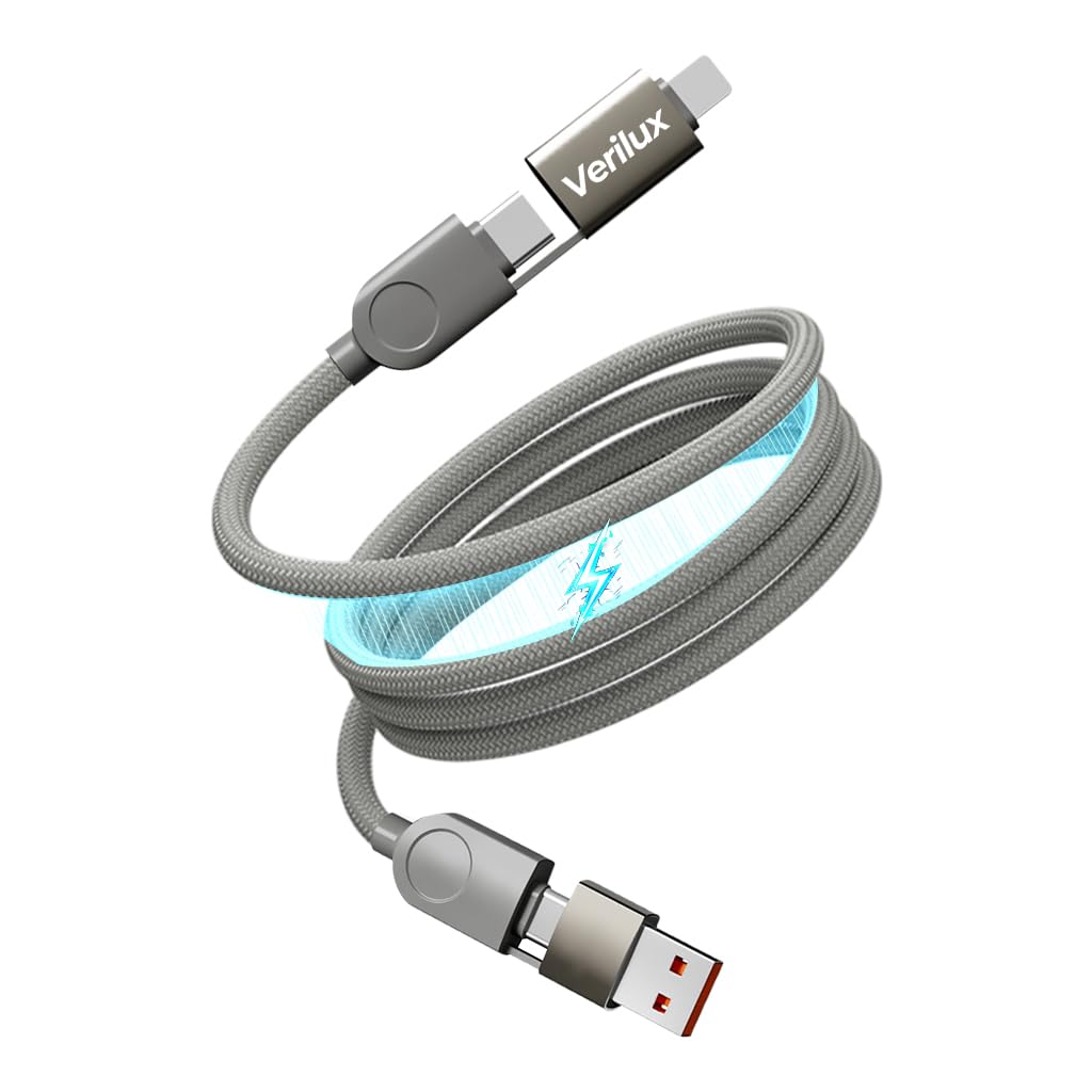 Verilux Type C Cable 4 in 1 240W Fast Charging with Magnetic Coiled Design | 480Mbps Data Transfer