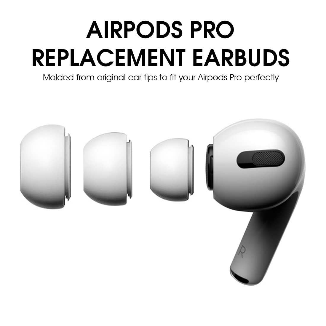 ZORBES® 3 Pairs Replacement Ear Buds Tips, Silicone Earbud Tips for Airpods Pro,Silicone Earbud Tips for Airpods pro?Ear Fit with Dust Mesh (White)