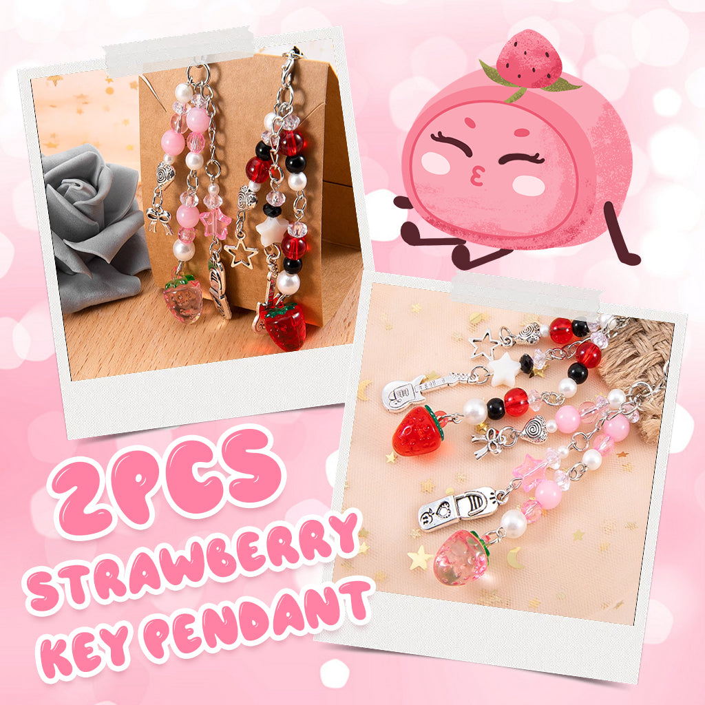 ZORBES® Cute Keychain Charms Aesthetic Y2K Keychain Accessories Beaded Acrylic Sweet Strawberry Charm for Keychain, Car Keys, Backpack, Handbag, Gift for Besties, Sisters