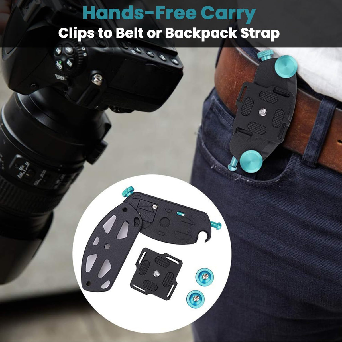 ZORBES® Quick Release Camera Waist Belt Clip Mount