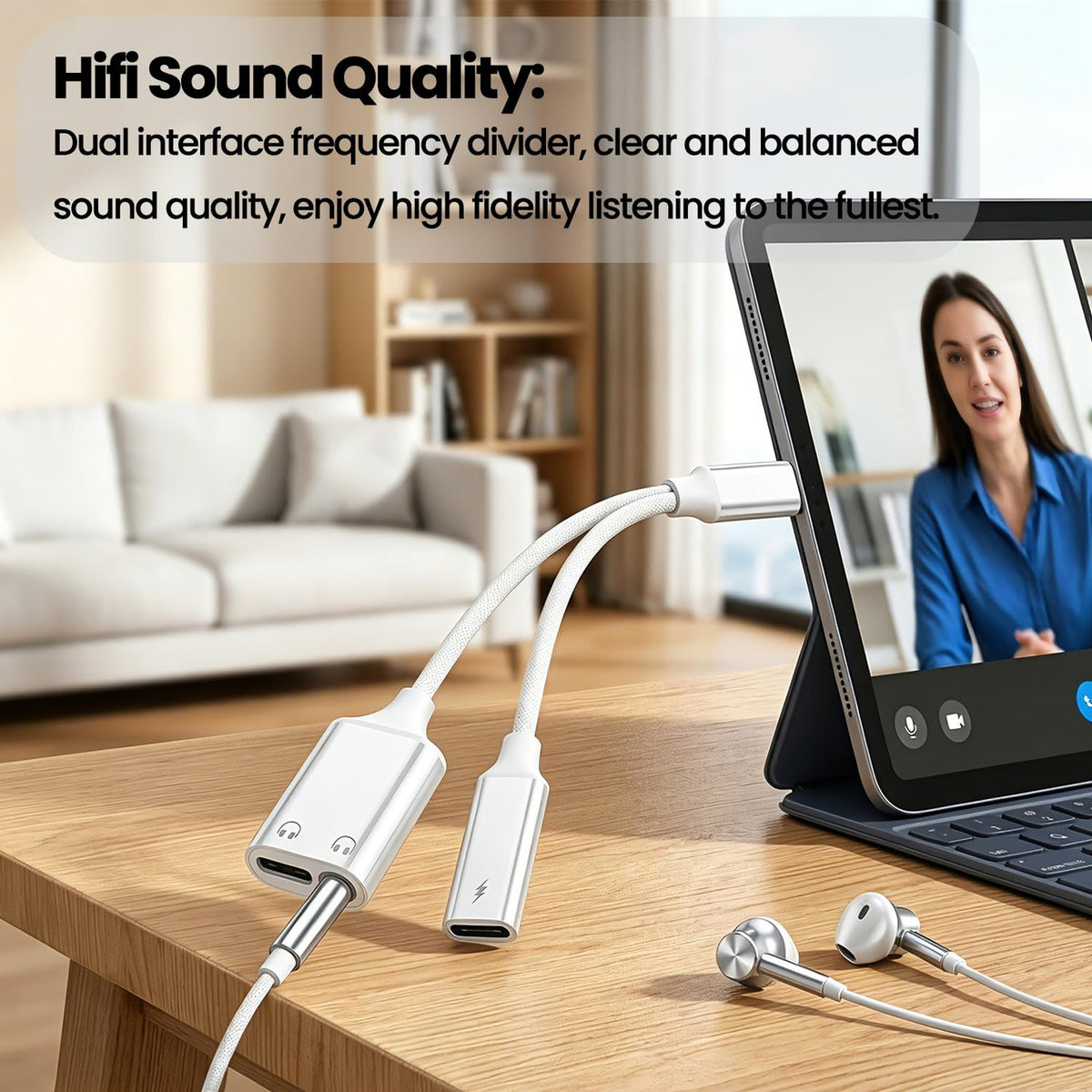Verilux®3-in-1 Type C to 3.5mm Audio & Charger Adapter with PD 60W