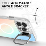 ZORBES® Compatible with iPhone 16 Pro Phone Case with Nylon Lanyard for iPhone 16 Pro Support MagSafe Fashion Translucent Magnetic Phone Case with 2 in 1 Folding Camera Protective Frame Phone Holder