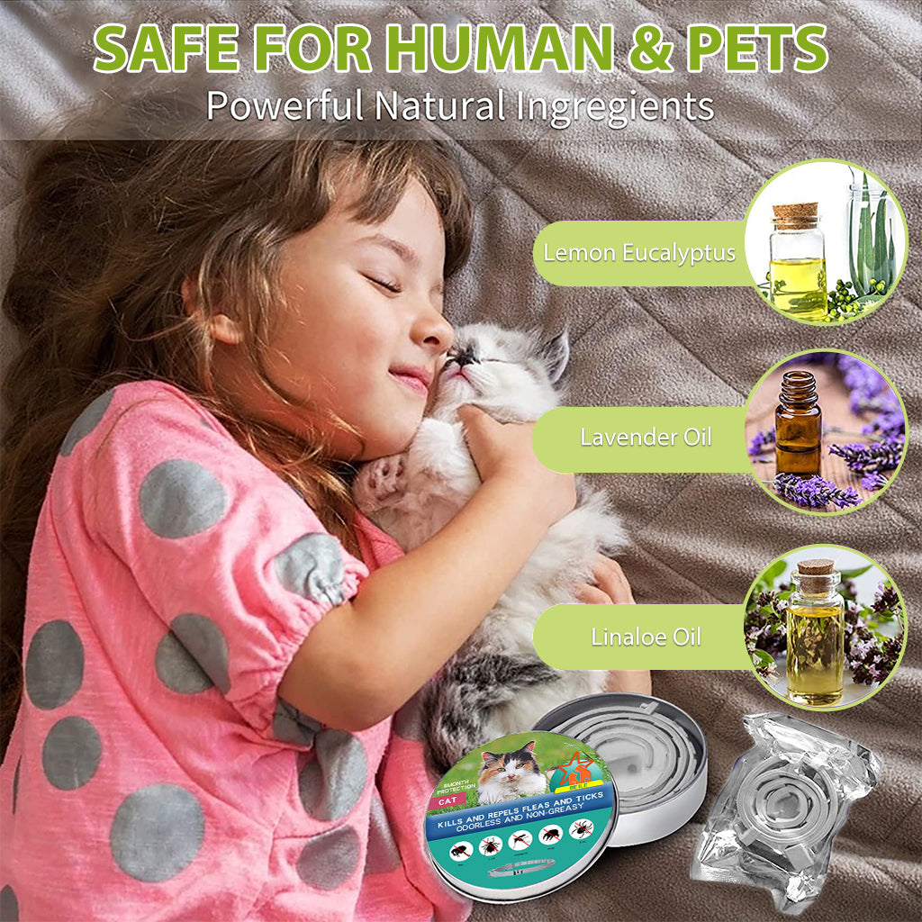 Qpets® Flea Collar for Cat, Tick Collar for Dogs, Flea and Tick Collar for Cat, 8 Month Flea and Tick Effective Protection, Safe Flea and Tick Protection Collar for Cat Adjustable 38cm