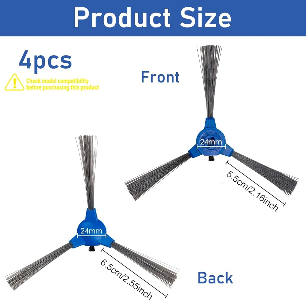 Verilux® 8PCS Replacement Side Brushes for Floor Sweeper EUFY 11S RoboVac 30 MAX 15C Universal Vacuum Cleaner Robot Accessories