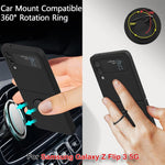 ZORBES® Phone Case for Samsung Galaxy Z Flip 3 5G 6.7 Inch with Built in Metal Grip TPU Anti Scratch Black 2 PCS