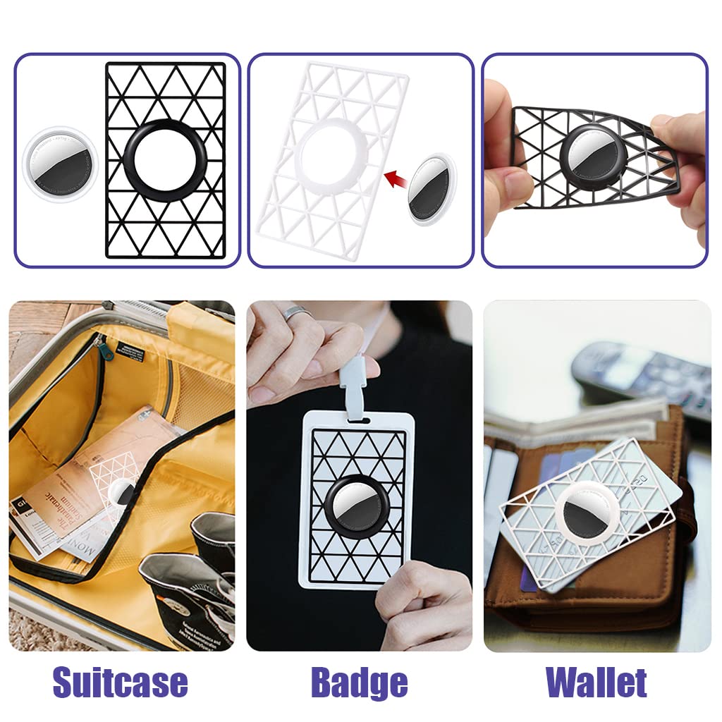 ZORBES® AirTag Holder Card Sized Slim AirTag Case Portable AirTag Holder with Keychain Hole (Black)