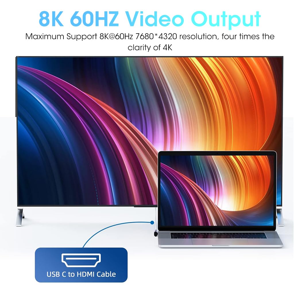 Verilux USB C Right Angle Adapter with 40 Gbps Data, 100W PD and 8K 60Hz Video | Thunderbolt 3/4 Compatible