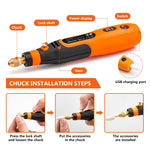 Verilux® Cordless Drill Machine, 32pcs Mini Kit, USB Rechargeable 3 Speed Small Drill for Craft, Engraving/Polishing/Grinding/Cleaning, 3.6V