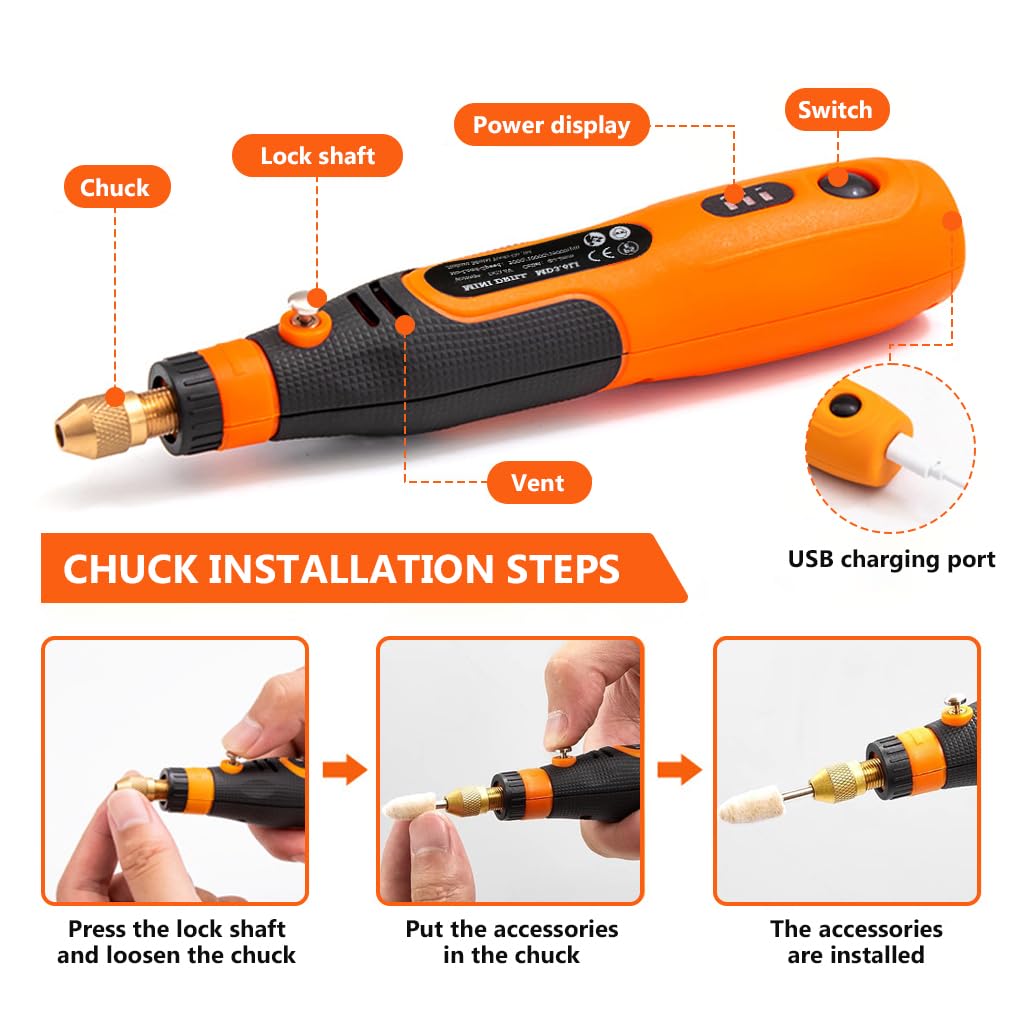 Verilux Mini Drill Kit for Craft Engraving and Polishing featuring 96 pcs and 3 speed control