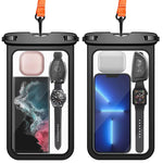 ZORBES® 6-8.5'' Waterproof Phone Pouch with Sling Straps, HD Touch Screen Phone Pouch with Anti-Collision Bumper & Safety Buckles, IPX8 Diving Oversize Phone Valuables Storage Pouch Black