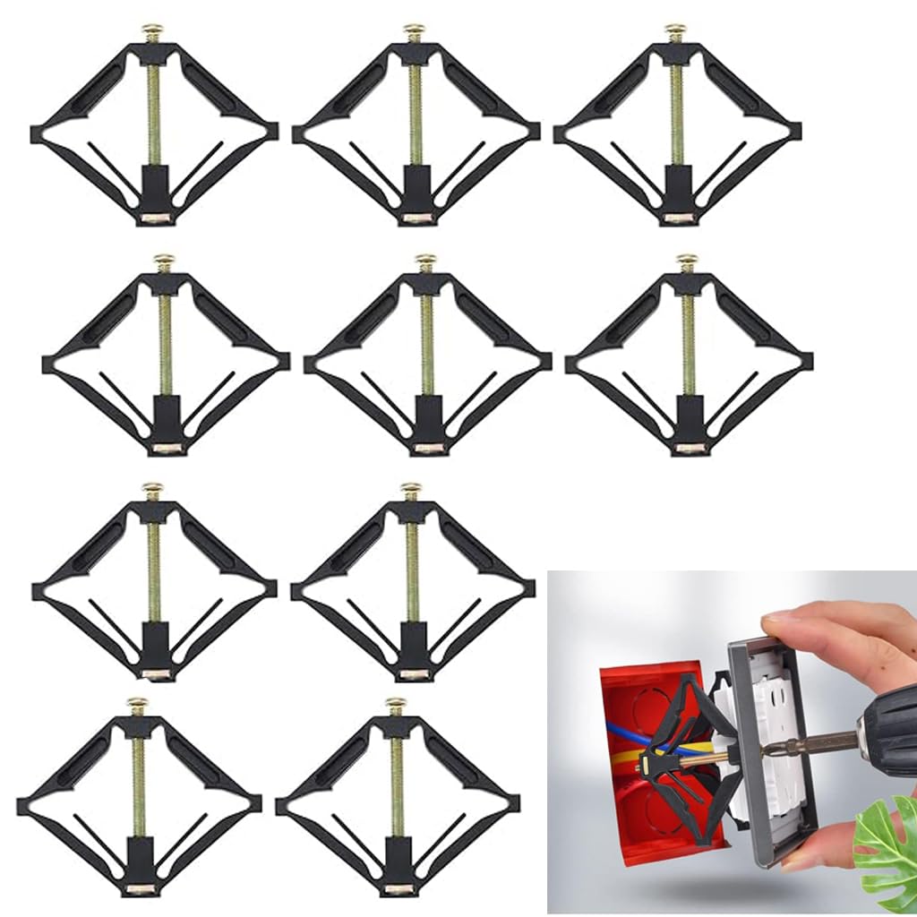 Serplex® 10Pcs 86 Type Switch Socket Cassette Wall Mount Switch Cassette Repairing Tool,Universal Outlet Repairer 86 Bottom Box Repair Wall Socket Repair Device Electrical Base Box Repairers