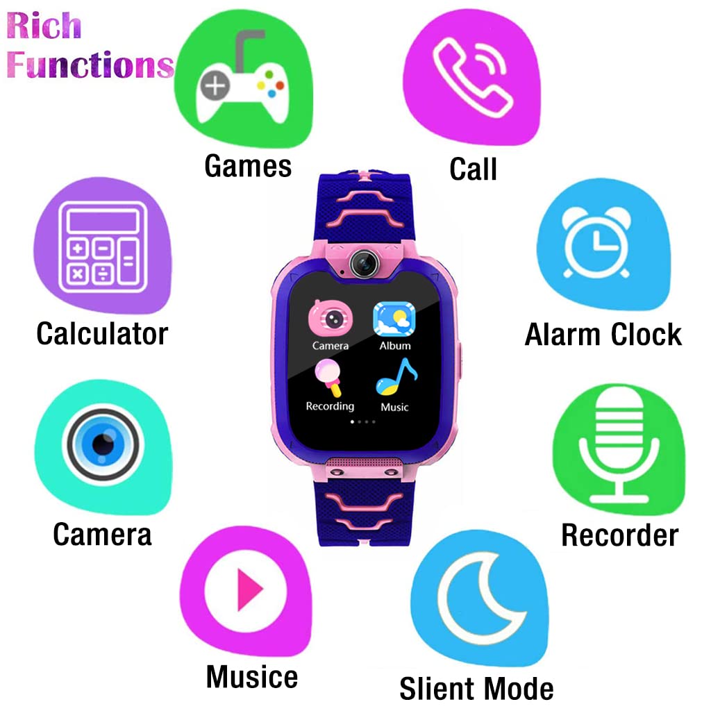 ZORBES® Smart Watch for Kids, HD Touch Screen Smartwatch, Two-Way Phone Calling, Taking Photo, Playing Gaming, Music Player Gift for Teens, Smartwatch Phone for Students (Pink)