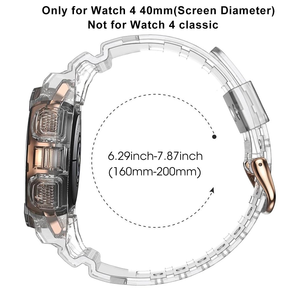 ZORBES® Watch Band TPU Smart Watch Strap for Samsung Galaxy Watch 4 40mm Adjustable Size Wristband Fashion Clear Watch Bands for Samsung Galaxy Watch 4