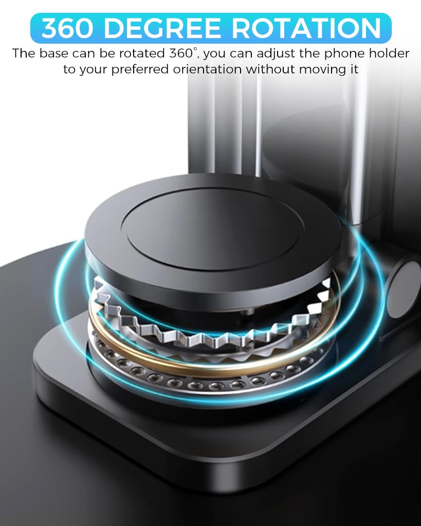 Verilux Aluminum Mobile Stand for Table with 360° Rotatable Design and 4.45 in Adjustment | Foldable Holder for iPhone and Samsung