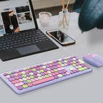 Verilux Wireless Keyboard and Mouse Combo with 110 Keys and Cleaning Brush | Purple Gift for Girls