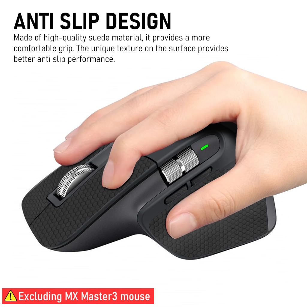 Verilux® Mouse Grip Tape for MX Master 3/3S Mouse Anti Slip, Non Fading Mouse Skin, Sweat Resistant, Easy to Use, Self Adhesive Design, Pre Cut (Mouse is not Included)