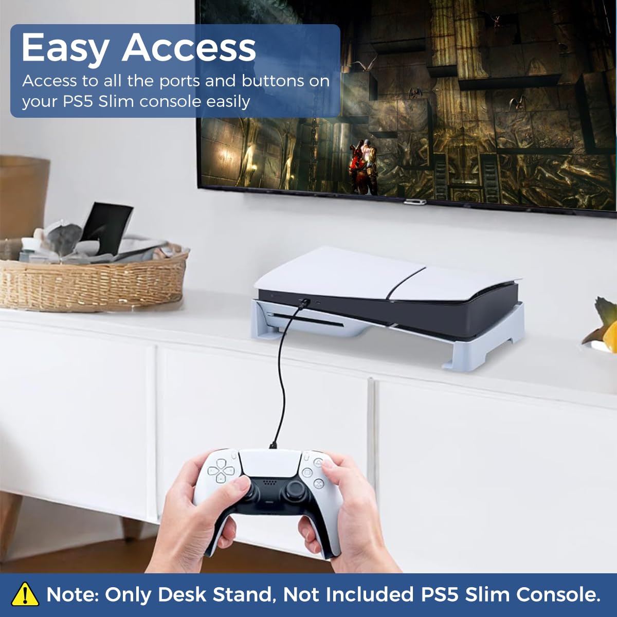 Verilux® esk Stand for PS5 Slim Console, Horizontal Stand for PS5 Slim Console, Anti-Slip Base Stand Accessories for Playstation 5 Slim Digital & Ultra-HD Edition Console, No PS5 Slim Digital Console