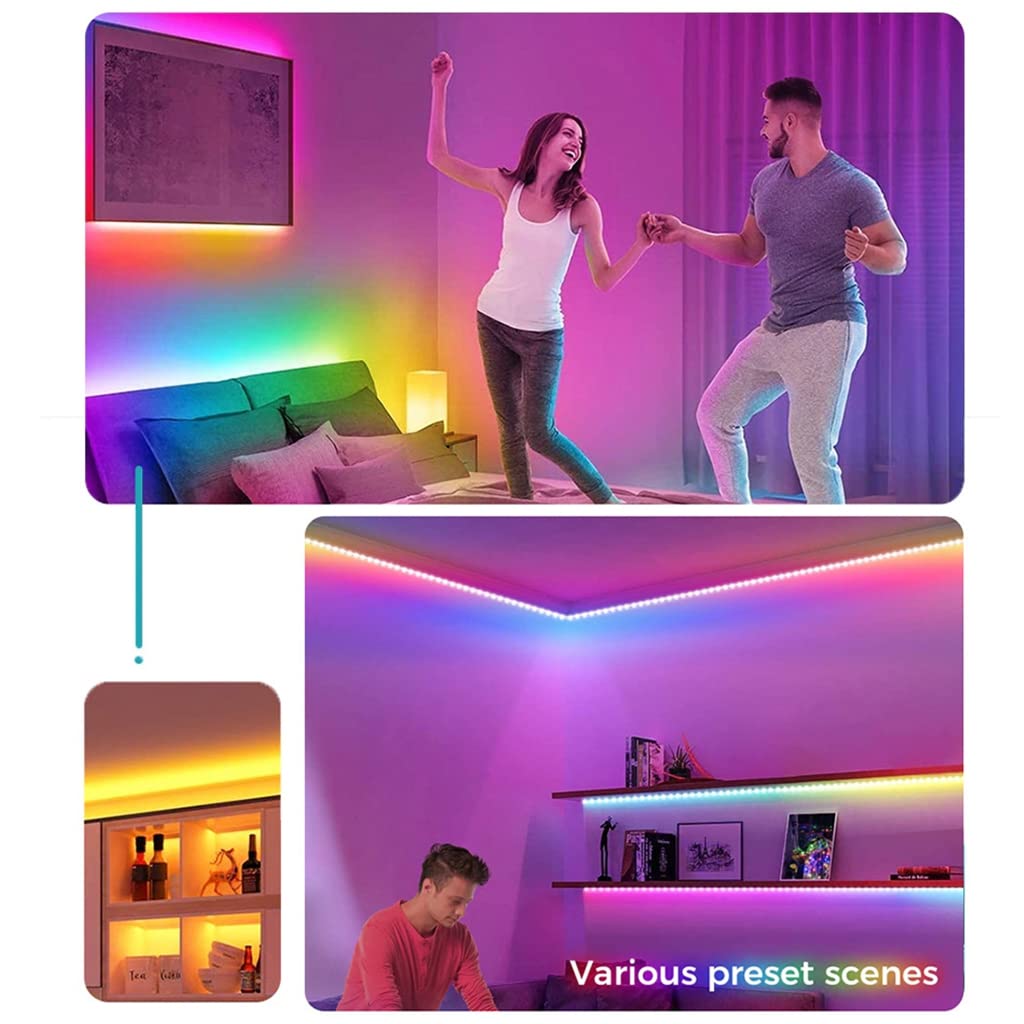 Verilux 5M LED Light Strip Smart Voice Control LED Light for Alexa and Google Assistant, TV Background RGBIC USB Led Strip Lights with Music Sync WiFi APP Control Remote Control