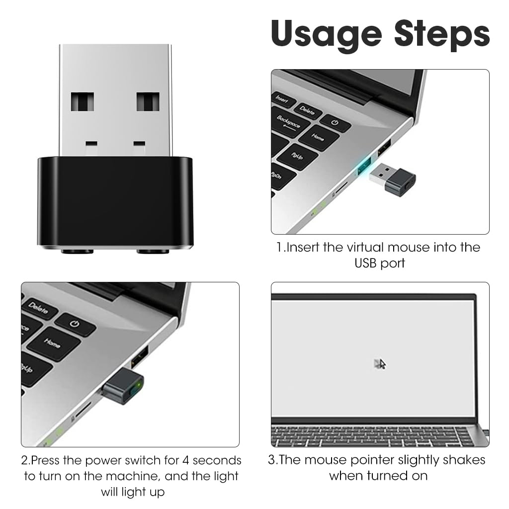 Verilux® 2PCS Tiny Mouse Jiggler Undetectable Mouse Mover, 3 Auto Jiggle Modes & Memory, Plug-and-Play USB Composite Device, Universal OS Support, On/Off Switch, Keeps Screen Active for Work/Gaming
