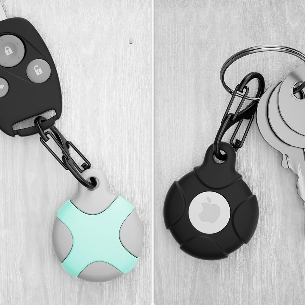 ZORBES® 2 Packs Airtag Keychain for Apple Airtag Holder, Anti-Lost Airtag Case Shockproof Airtag Cover Scratch Resistant Protective Cover Case for Key, Bag, Pet, Cat, Dog, Luggage, Not Include Airtag
