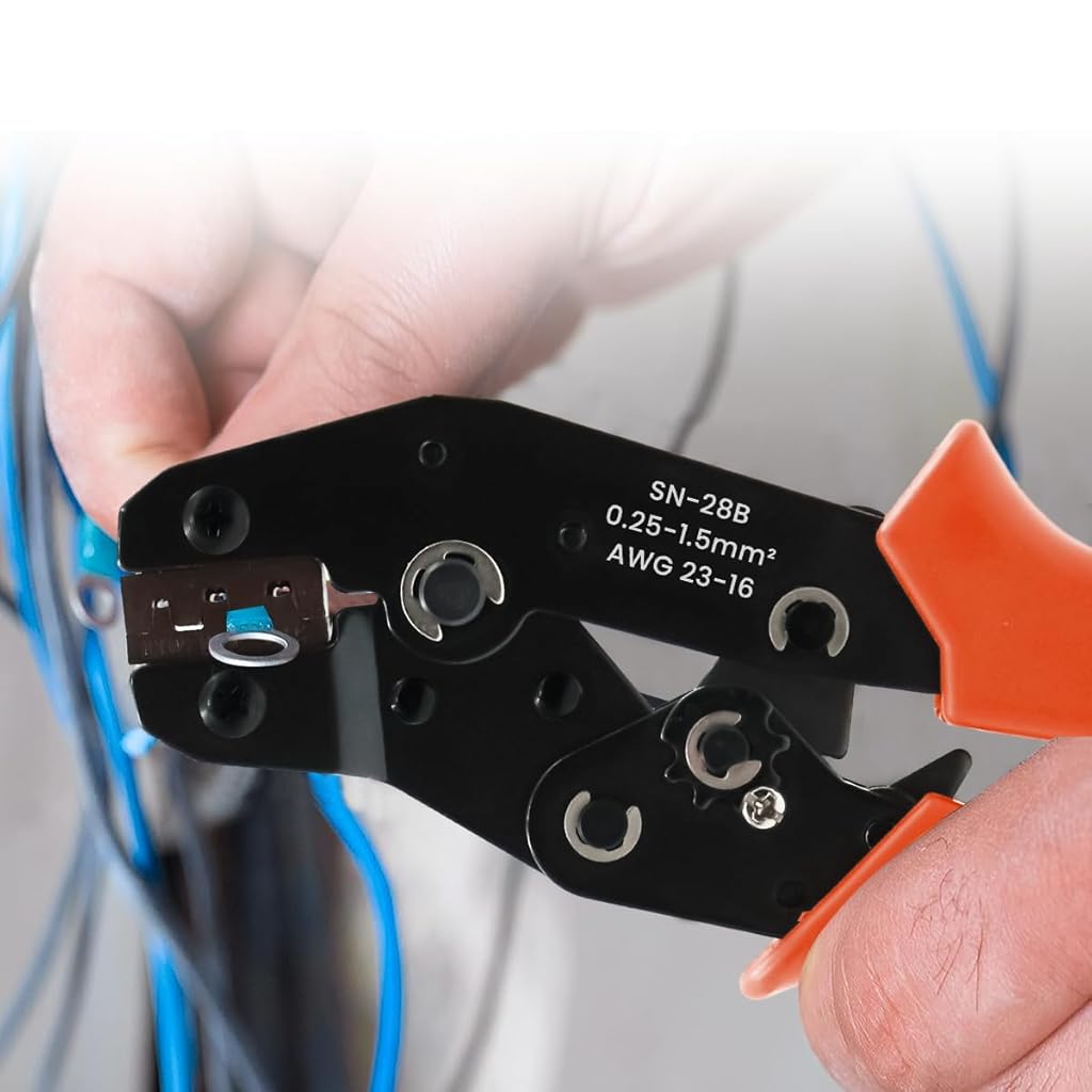 Serplex® Crimping Tool Kit Ratcheting Crimper Ratcheting Crimper Plier Set with 1550PCS Male/Female Connectors, Wire Crimping Tool Wire Terminal Crimper for AWG 23-16 (0.25-1.5mm²)