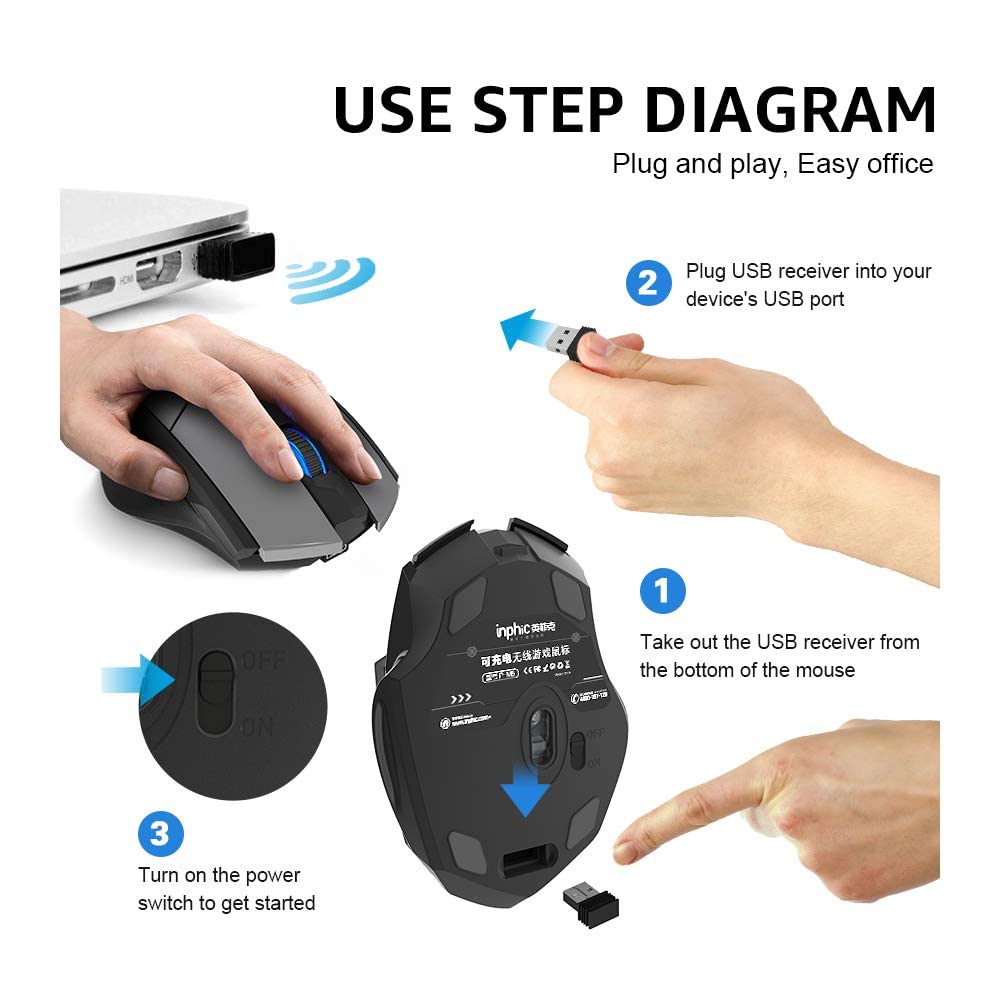 Verilux Wireless Mouse for Laptop and PC with 1600DPI 2.4G Connection | Ergonomic Silent Click Design
