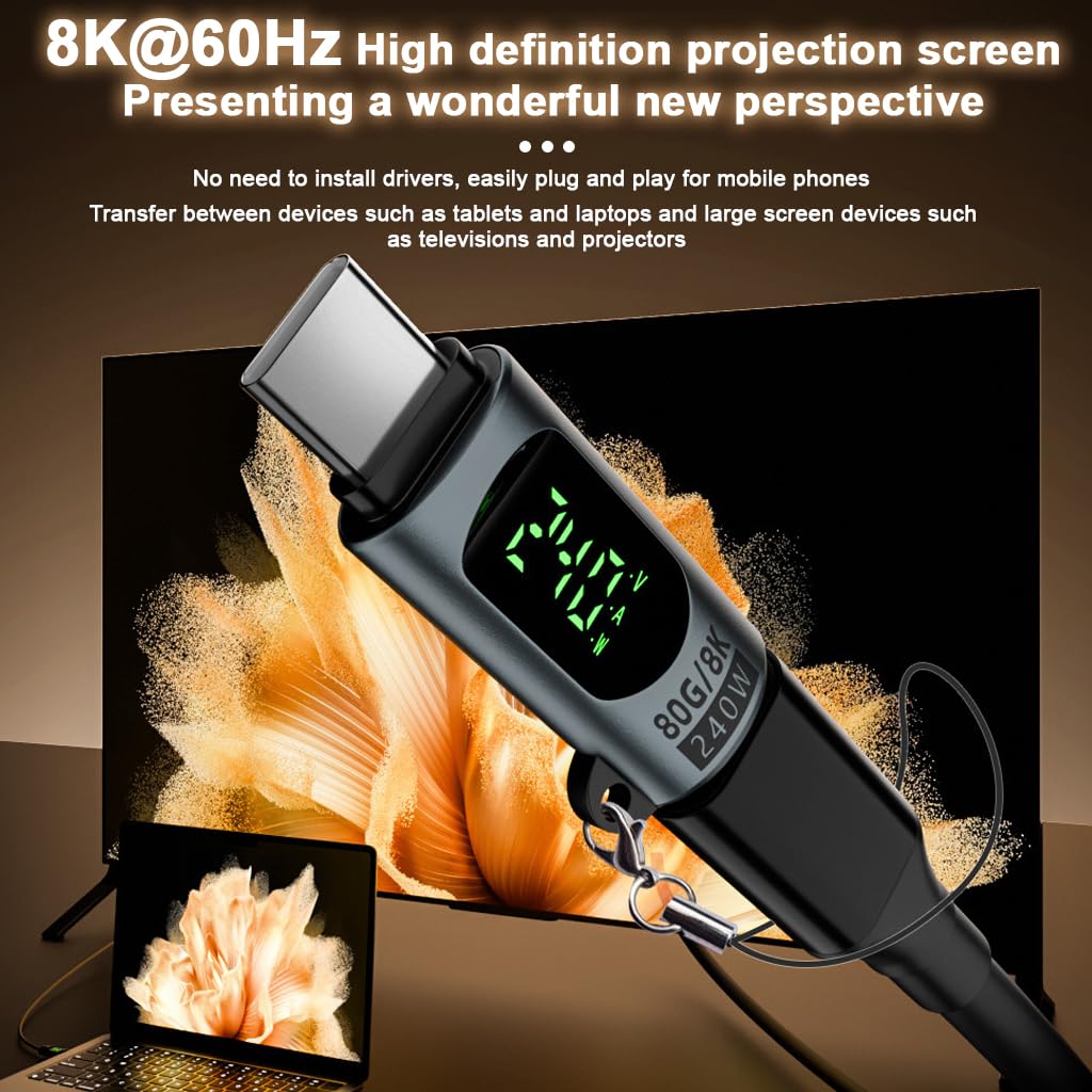 Verilux Type C Adapter for MacBook and USB C Devices with 240W PD and Digital Display | 80Gbps Data Transfer