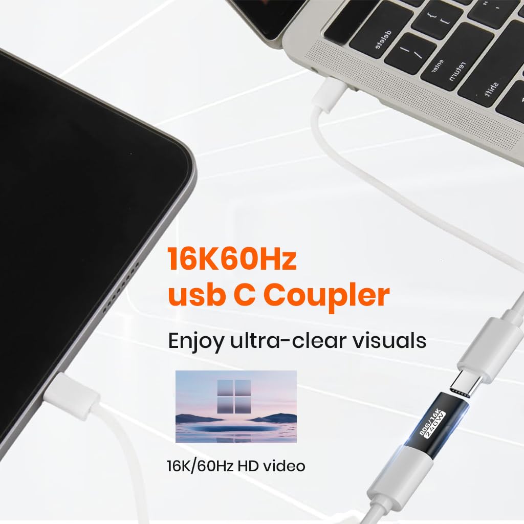 ZORBES 2 Pack USB C Female to Female Adapter 240W 80Gbps USB C Coupler