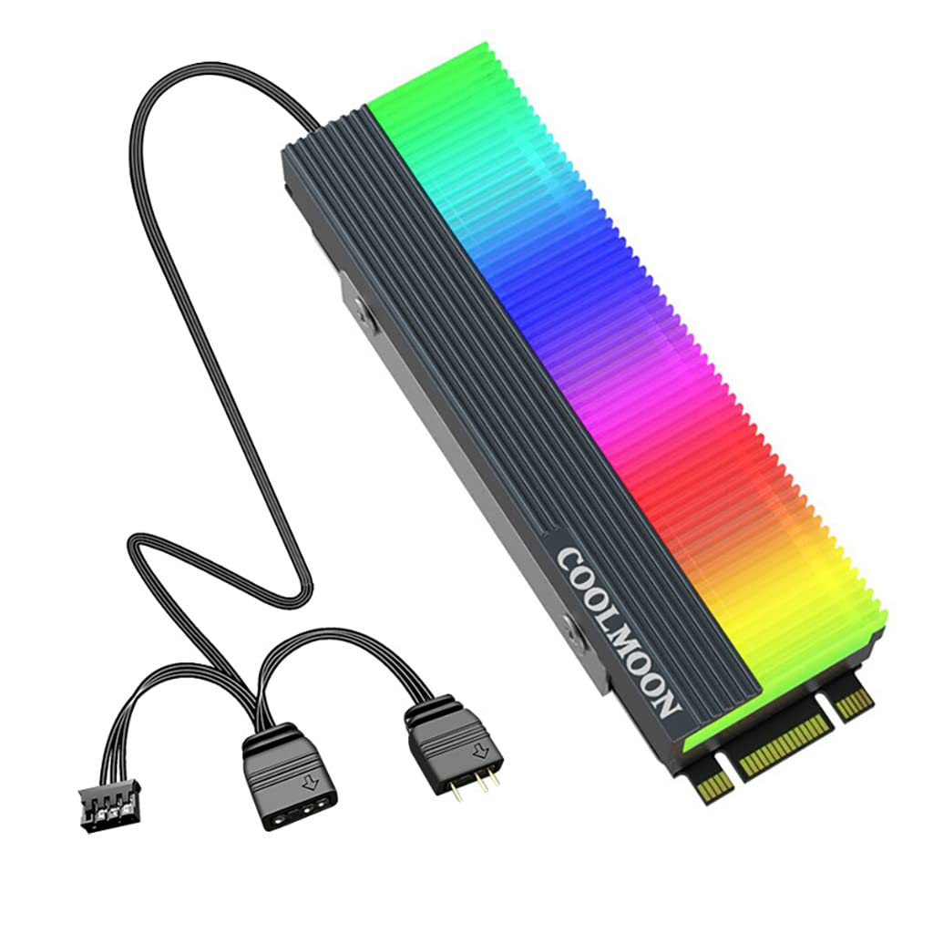 Verilux SSD Aluminum Cooler 5V ARGB M.2 2280 Heatsink SSD Aluminum Cooler for PCIE NVME NGFF or SATA 2280 M.2 SSD, Motherboard LED RGB Lights with Silicone Thermal Pad and SSD Not Included