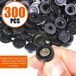 Serplex® 300Pcs Plastic Hinged Screw Cover Caps, Folding Screw Cover Cap, Snap Washer Covers Flip Tops for Covering Screw Heads, Screw Protection for Home & Industrial Use (Black)