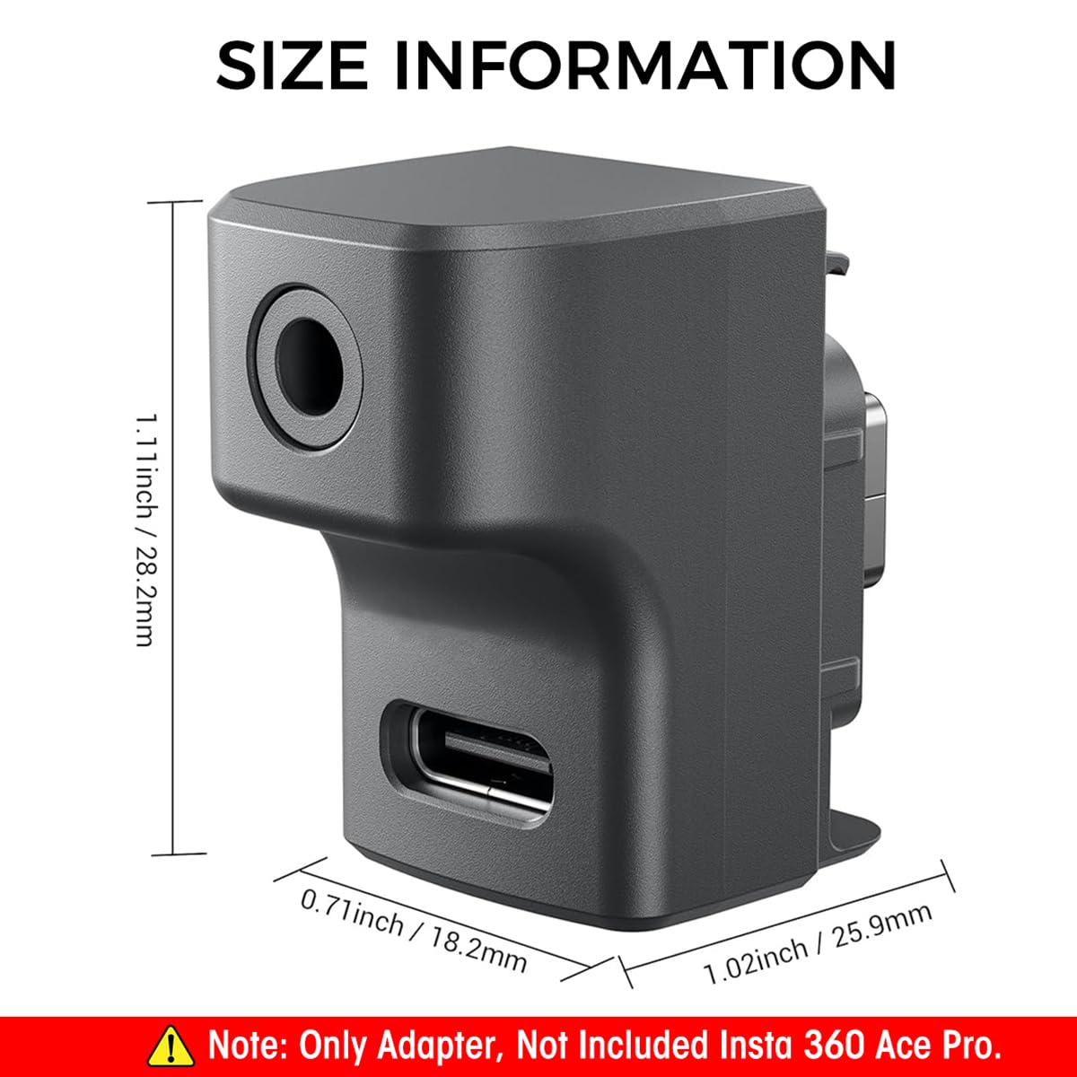 Verilux® Mic Adapter for insta360 X4, External Microphones Type-C and 3.5mm Audio Ports Compatible with Insta360 X4 Pro 2 in 1 Audio Mic and Charging Adapter Mount, Insta360 X4 Accessories