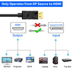 Verilux DisplayPort to HDMI Cable 6ft for Monitor and Projector featuring Gold-Plated Connector