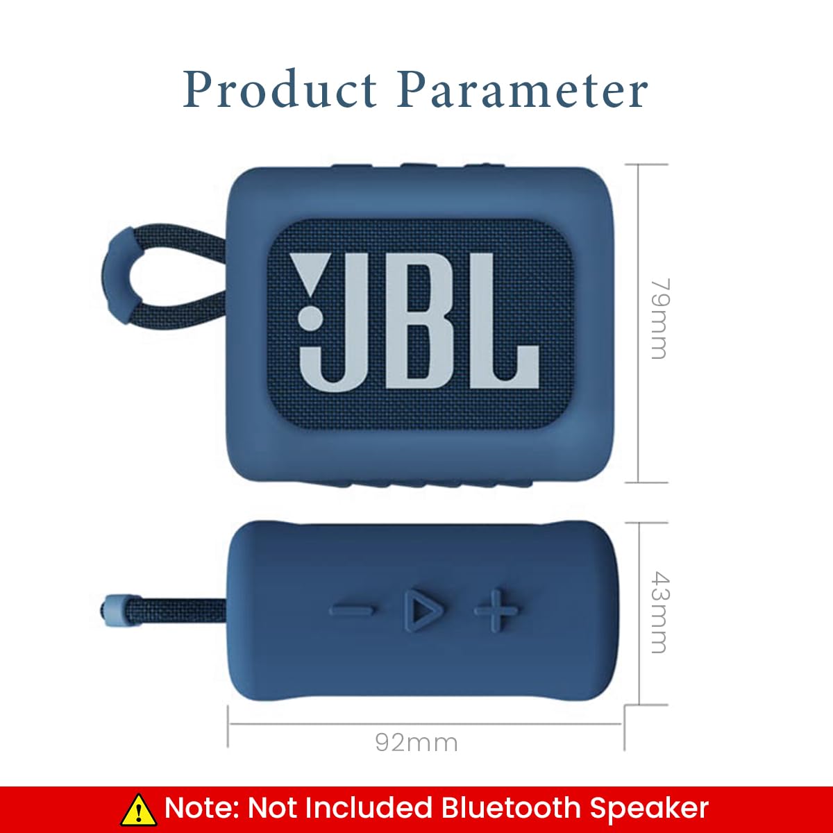 ZORBES® Silicone Case for JBL Go 3 Silicone Frame Cover for JBL Go 3 Bluetooth Speaker, Portable Outdoor Protective Silicone Sleeve Cover for JBL Go 3, with Hanging Loop, Carabiner, Blue