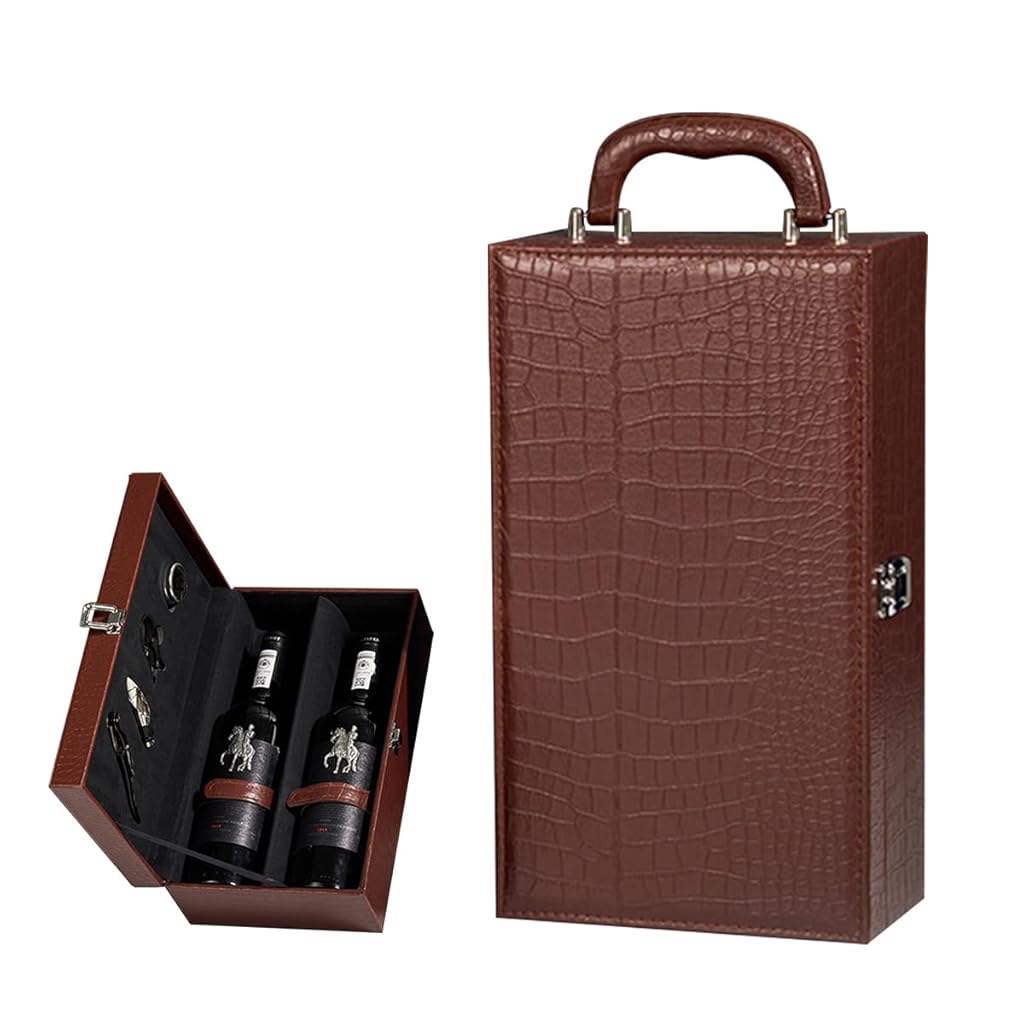 ZORBES® Bolsa de mano para botellas de vino de piel sintética, bolsa de regalo para vino para viajes, caja de almacenamiento de vino portátil aislada