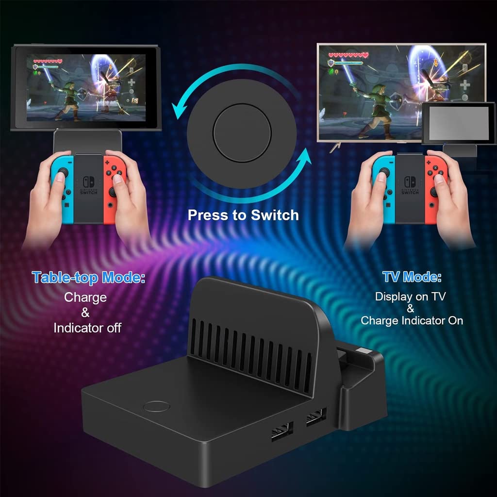 ZORBES® Switch Dock for Switch, Switch Gaming Console Dock, Switch Dock for TV with 4K HDMI/USB 3.0/ USB-C Ports, Immersive Game Experience, Replacement for Official Switch Dock, No Switch Included