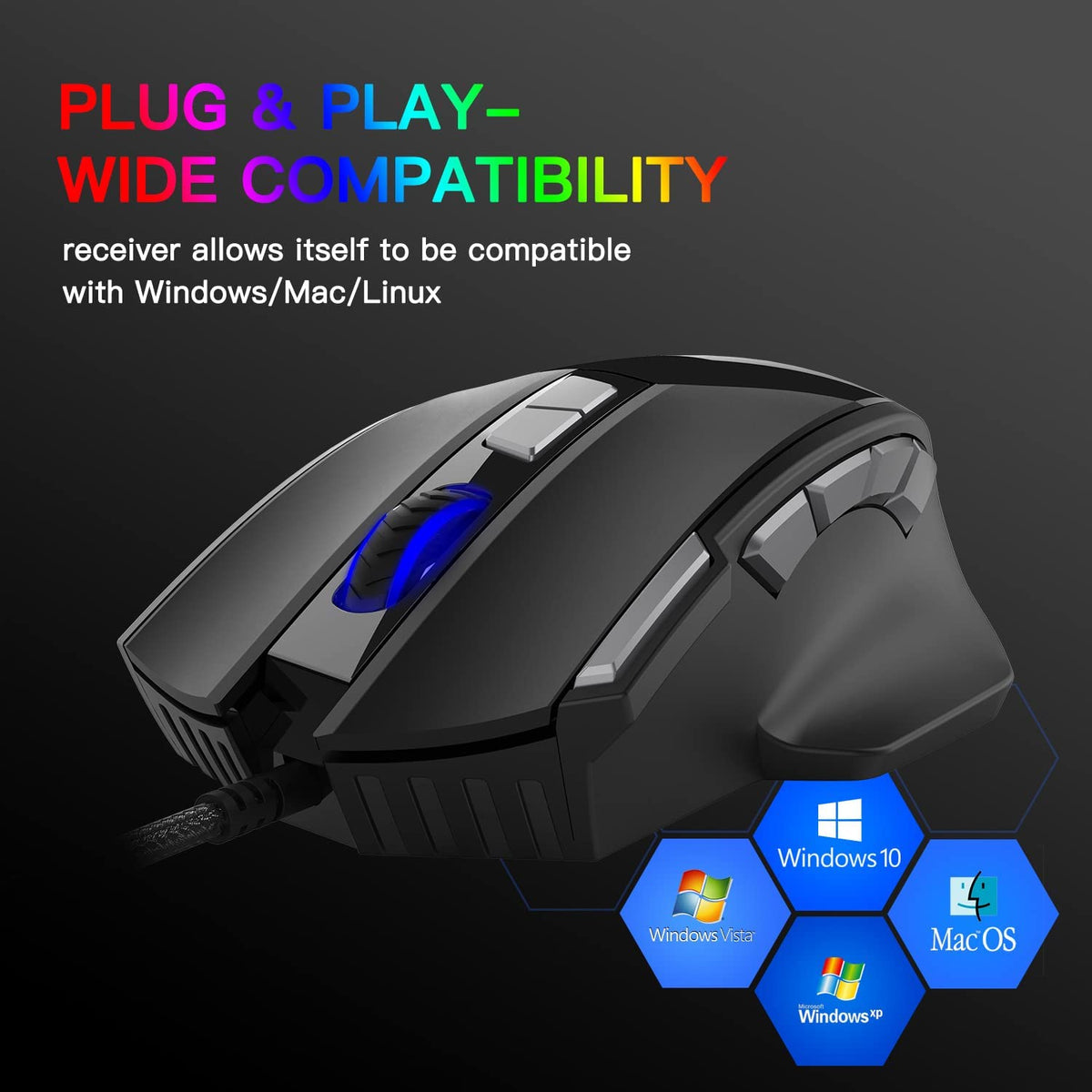 ZORBES® Wired USB 2.4G Optical Mouse with 6 Adjustable DPI Adjustable Additional Weight Gaming Mice LED Backlit