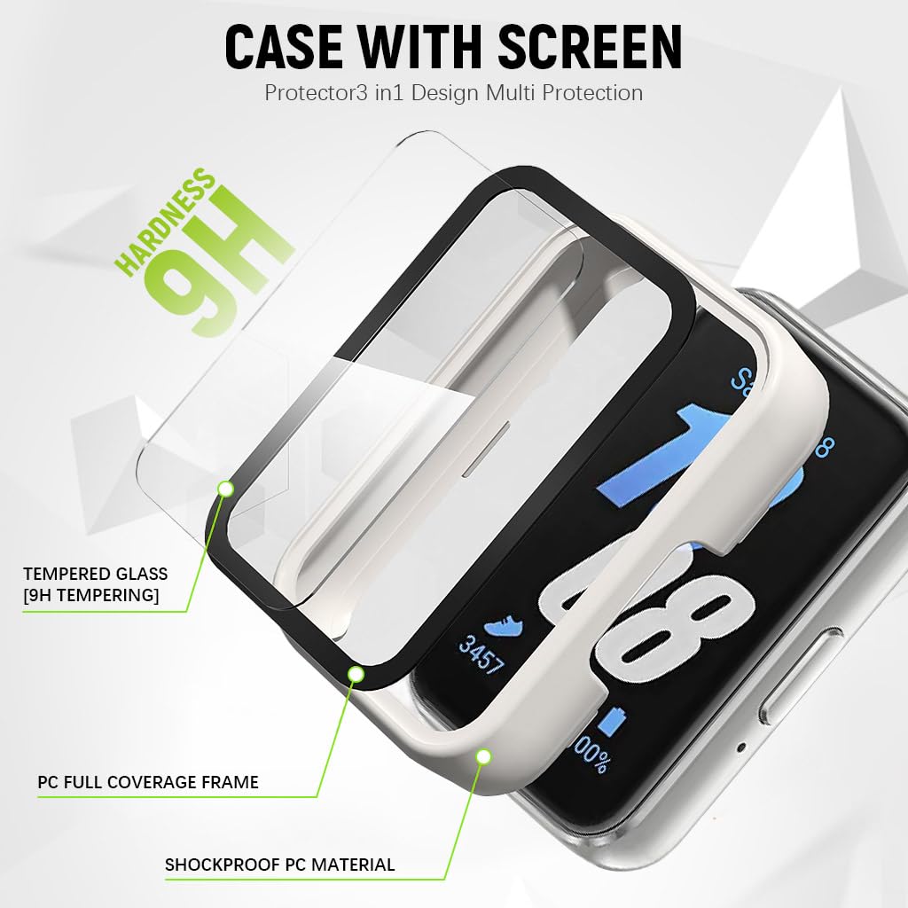 ZORBES® 2-Pack Tempered Glass Cases for Samsung Galaxy Fit3 Fashion Black and White HD Screen Protectors Snap-on Tempered Glass Case Cover for Samsung Galaxy Fit3