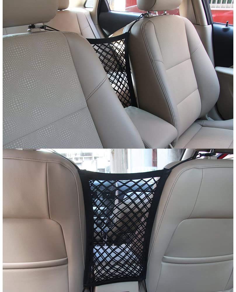 ZORBES® Car Mesh Organizer Dog Net Between Car Seats,Barrier Backseat Mesh Net for Cars & Trunk,Upgraded Car Netting Bag,Driver Storage Netting Pouch,Automotive Seat Back Organizers with 2 Layer