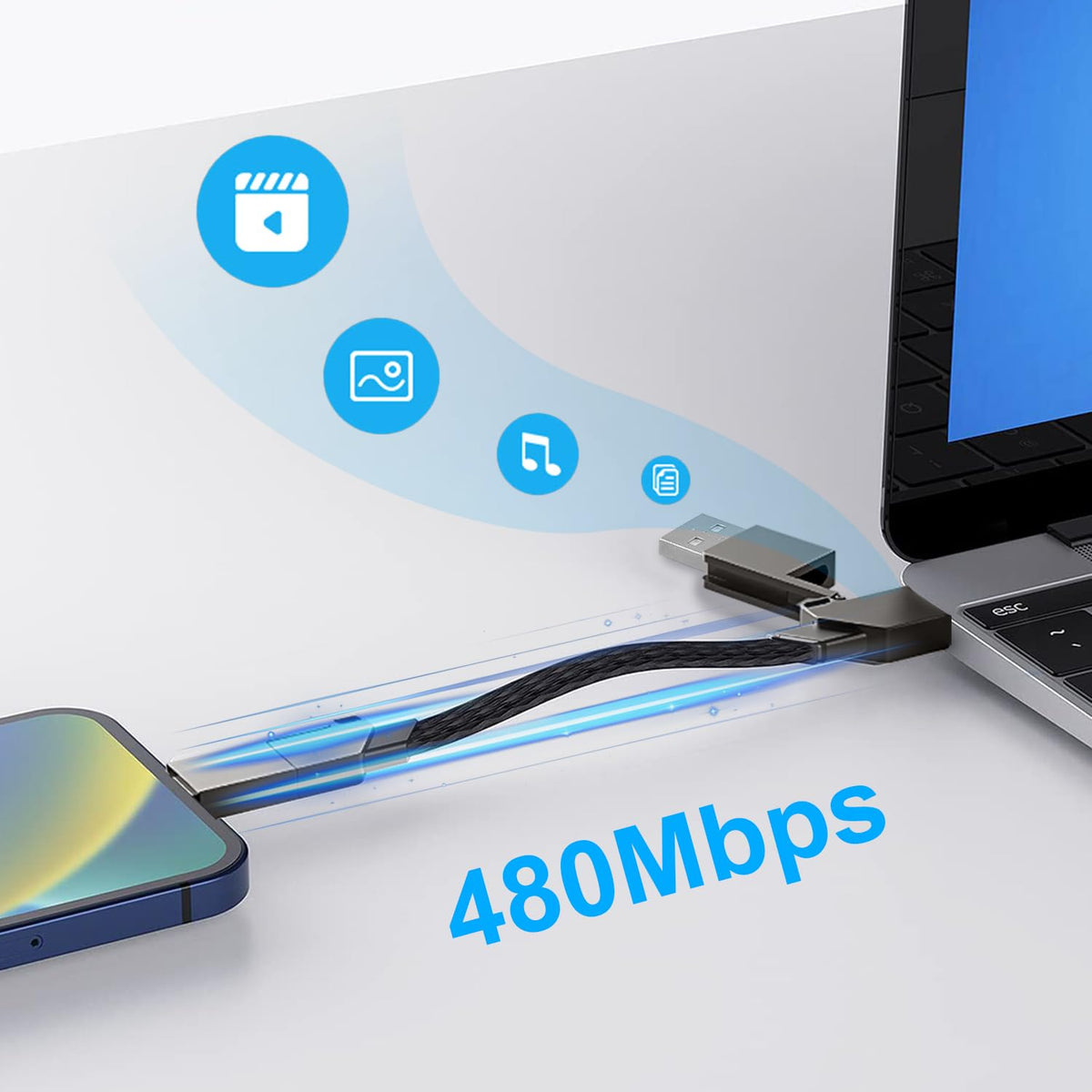Verilux 4 in 1 Type C Cable for Fast Charging and 480Mbps Data | 240W PD 10ft Braided Nylon Design